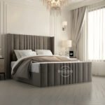 Bedio Wingback Upholstered Bed with Ottoman Storage