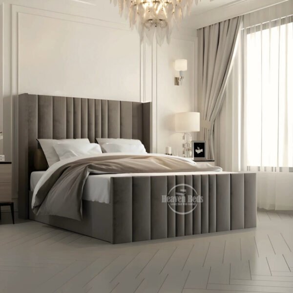 Bedio Wingback Upholstered Bed with Ottoman Storage