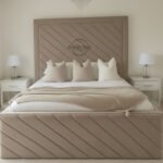 Emmeline Cosy Upholstered Panel Bed | Diagonal Design with Ottoman Storage