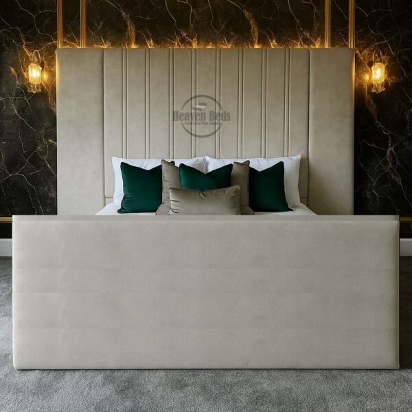 George Luxury TV Bed Frame with Extended High Headboard | 27″–60″ TVs