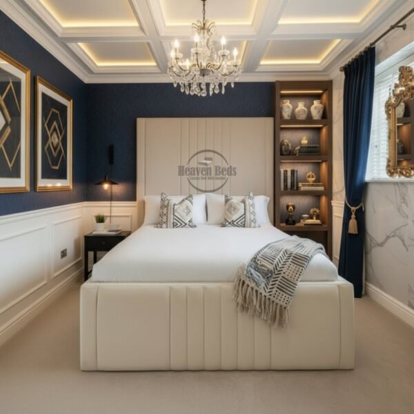 Lincoln Stripe Bed – Tall 2 Piece Headboard with Storage Option