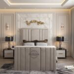 Linear TV Bed Frame with Ottoman Storage | Modern Upholstered Design