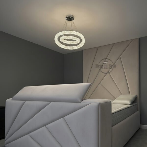 Luxury Anne mirror TV Bed with High Headboard | Built-In TV (27″–60″)