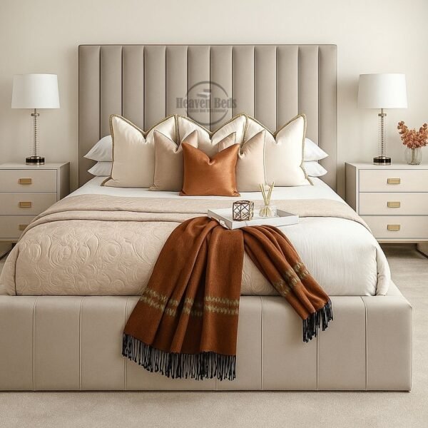 Metro Sleep Upholstered Bed with Vertical Panel Headboard | Optional Ottoman Storage