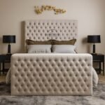 Oak Upholstered TV Bed Frame with Optional Ottoman Storage (27″–43″)