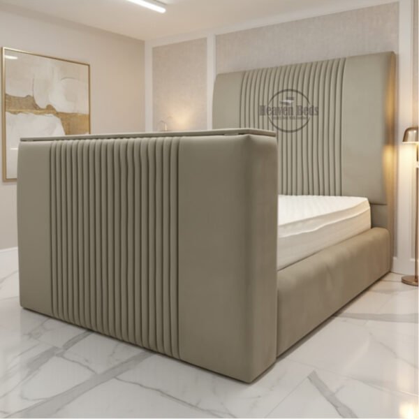 Oxford Luxury TV Bed Frame with Tall Panel Headboard (27″–60″)