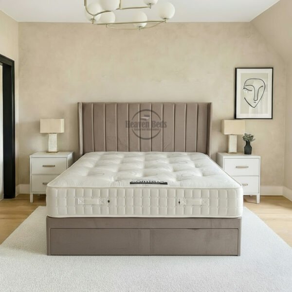 Slide & Sleep Storage Bed with Winged Headboard | Upholstered Luxury Design
