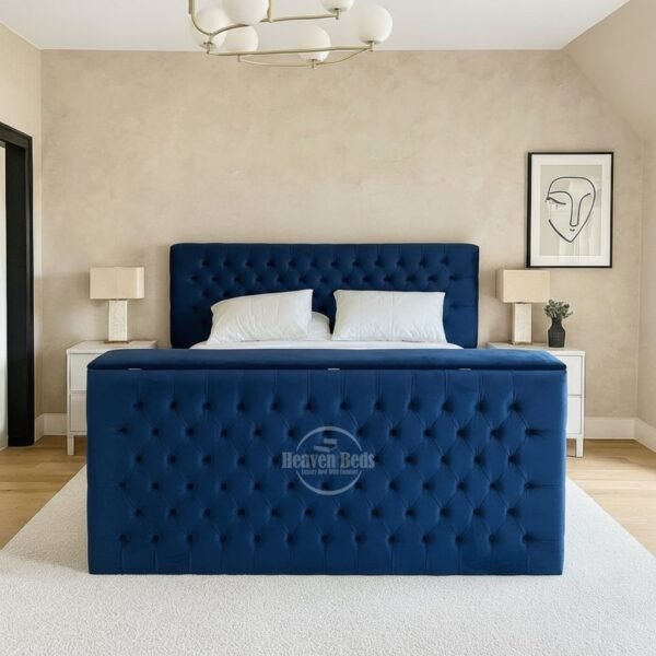 Luxe View TV Bed | Luxury Upholstered TV Bed with Optional Ottoman Storage | (27”–60” TVs)