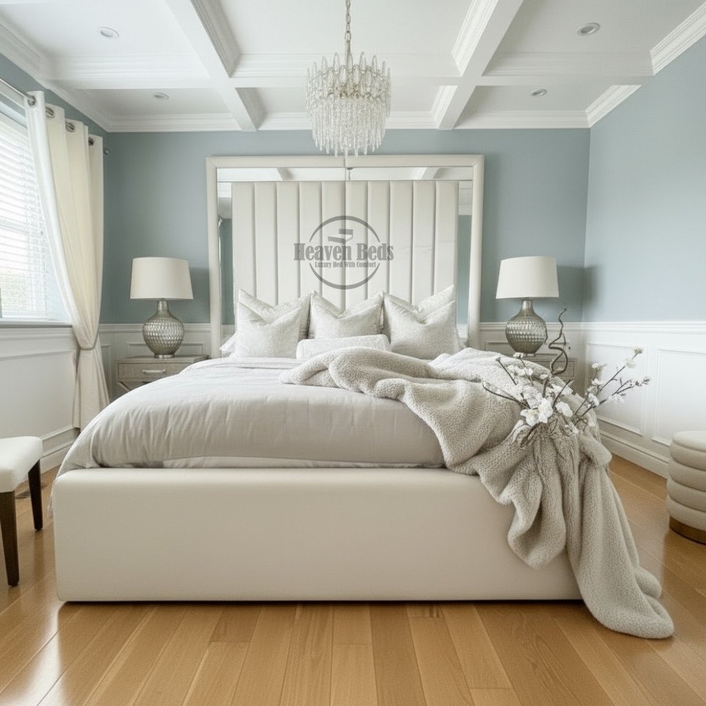 Soho Luxury Mirror Bed (Tall two pieces Headboard) 1 Soho Luxury Mirror Bed – Tall 2 Piece Headboard Frame - Image 1