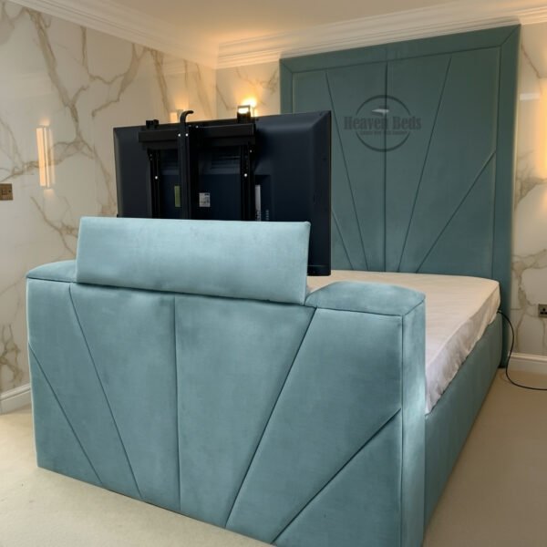 Starry TV Bed Frame with High Two-Piece Headboard (27″–60″)