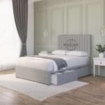 Heaven Eleanor Divan Bed with Storage & Panel Headboard | Grey Upholstered