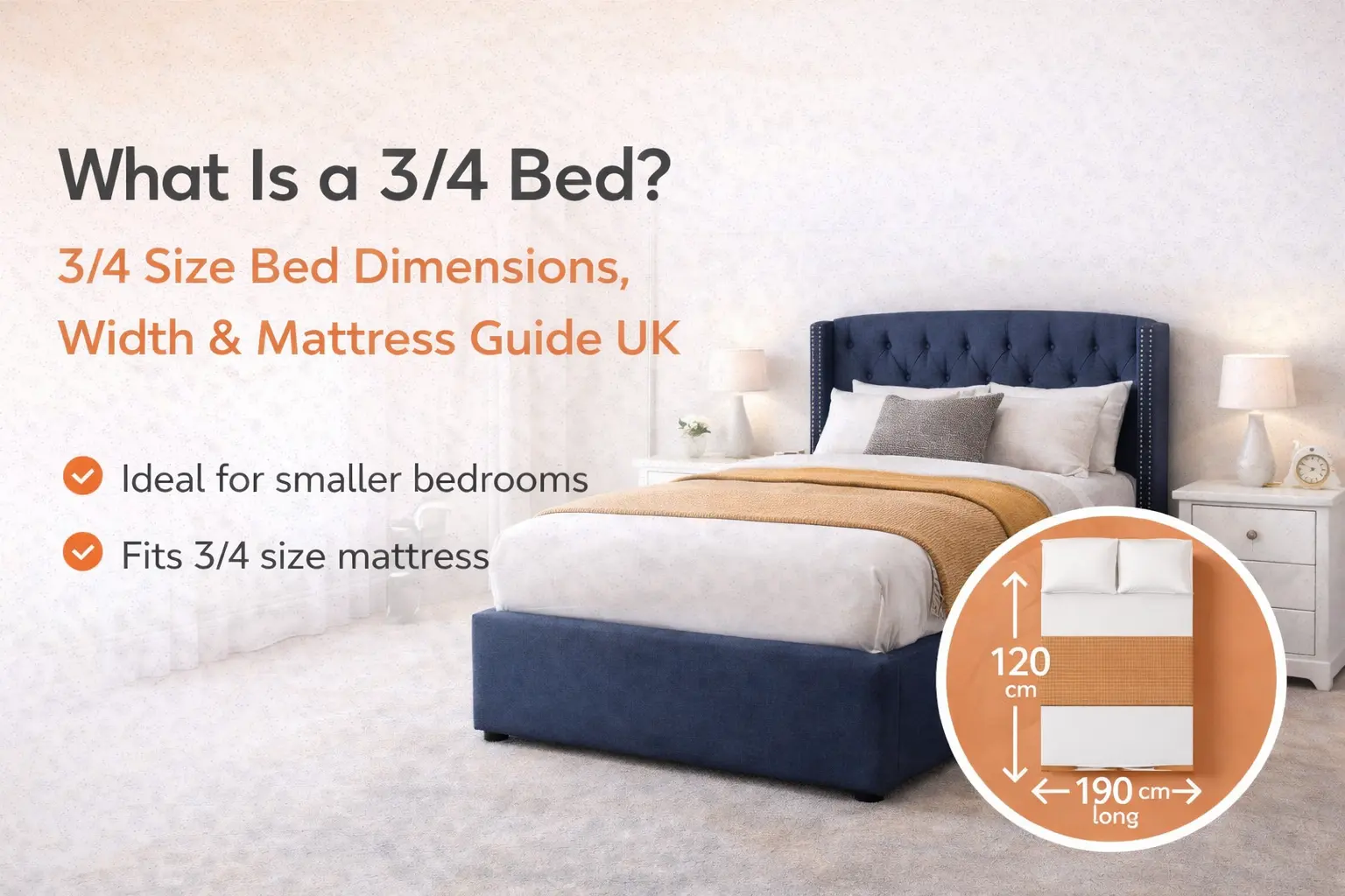 What Is a 3/4 Bed? 3/4 Size Bed Dimensions, Width & Mattress Guide UK